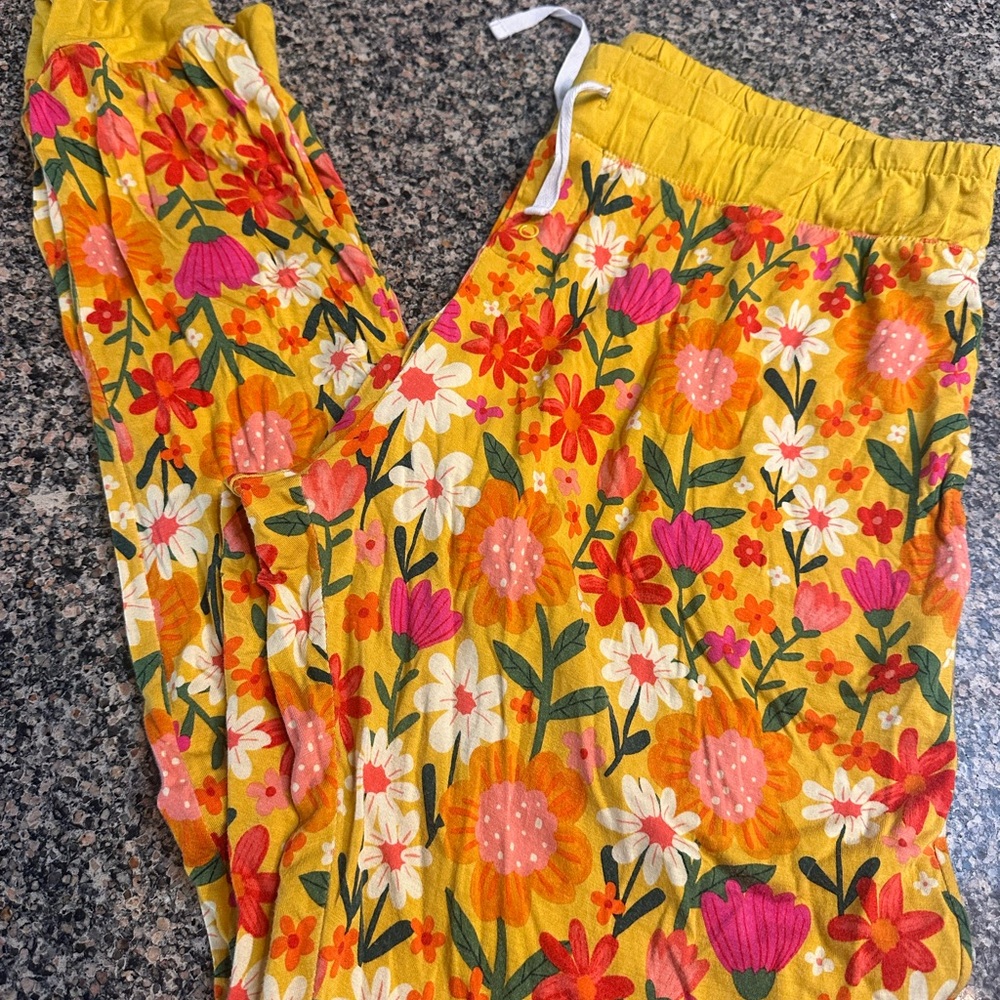 Little Sleepies Yellow and Pink Floral joggers - Picture 3 of 4